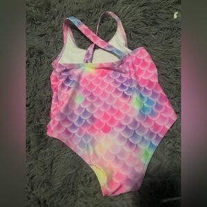 Fish scale print one piece swimsuit